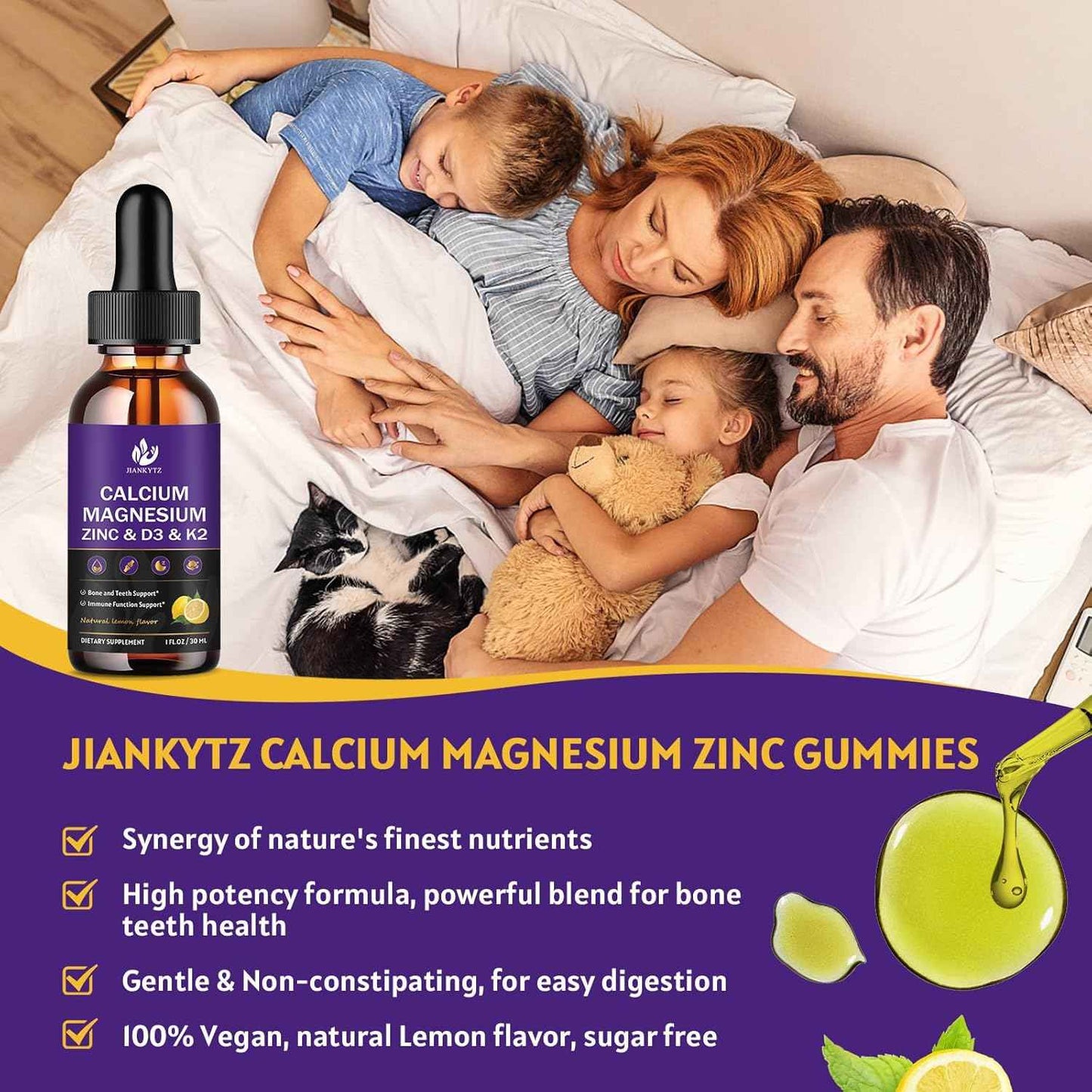 (2 Pack) Calcium Magnesium Zinc Liquid Drops for Women and Men - Bone & Teeth, Immune Support, Liquid Calcium Supplement with Magnesium Glycinate, Vitamin C D3 K2 B6 and Sea Moss | Sugar Free
