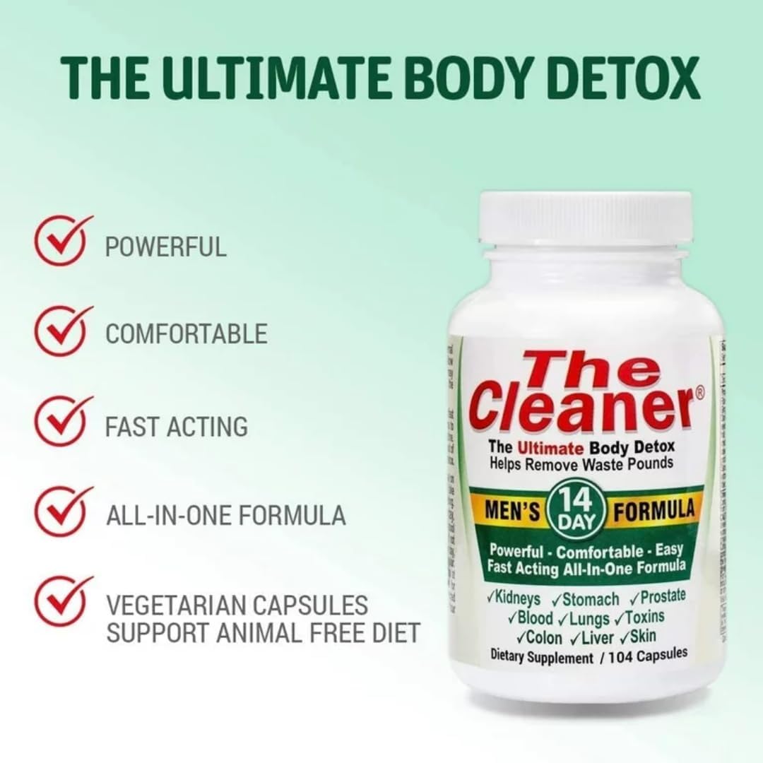 2 Pack CenturySystemsBrand The Cleaner Detox, 104 Vegetarian Capsules, 14-Day Internal Cleansing Formula for Men, Digestive Health Support