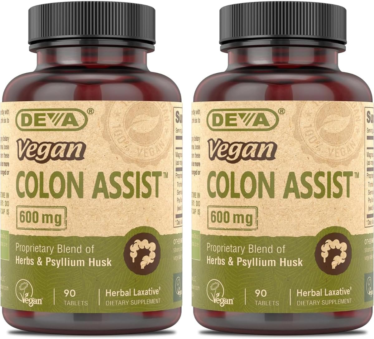 2-Pack DEVA Vegan Colon Assist - 90 Tablets Each