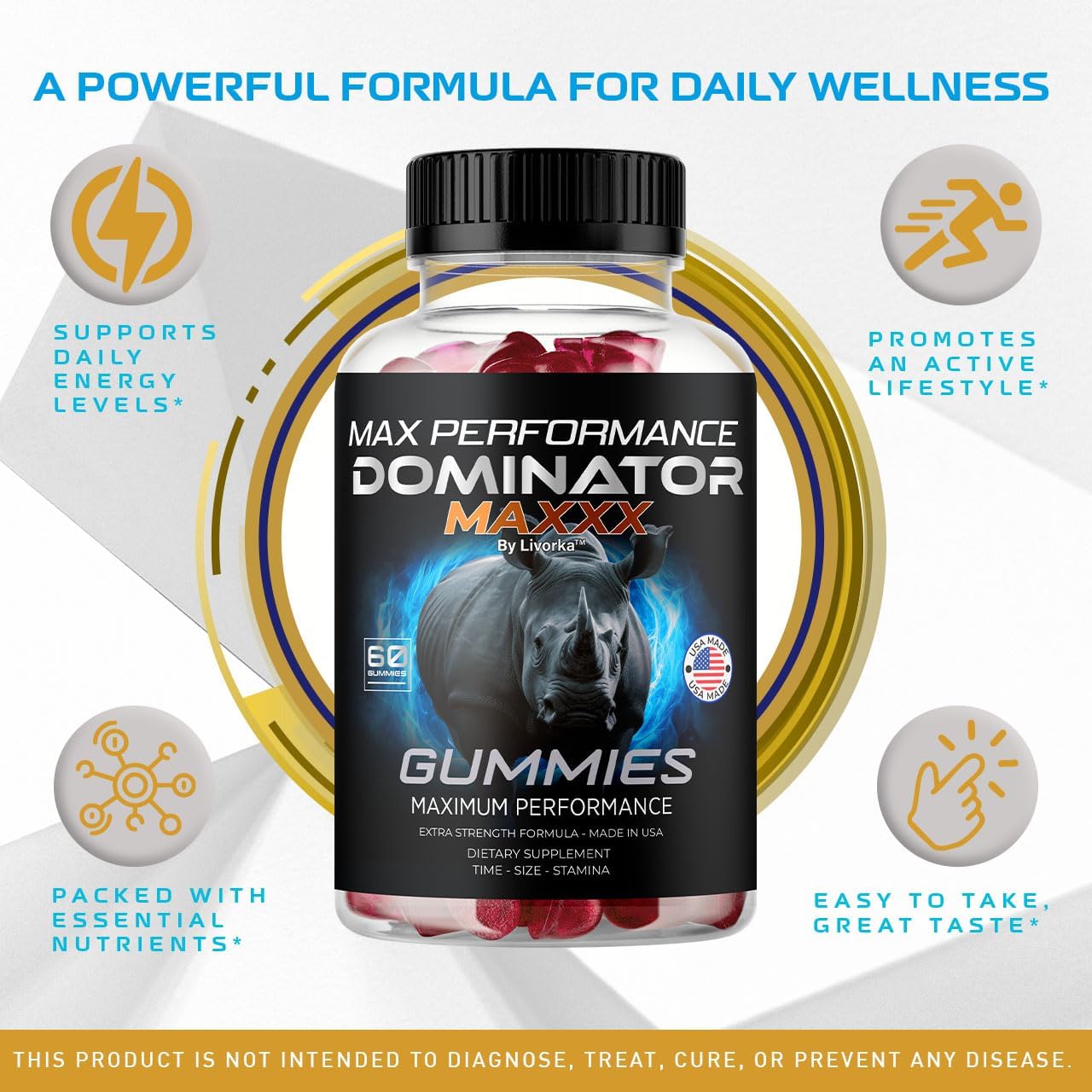 2 Pack Dominator Maxxx Gummies for Men - Advanced Formula, 120 Gummies for 2 Months