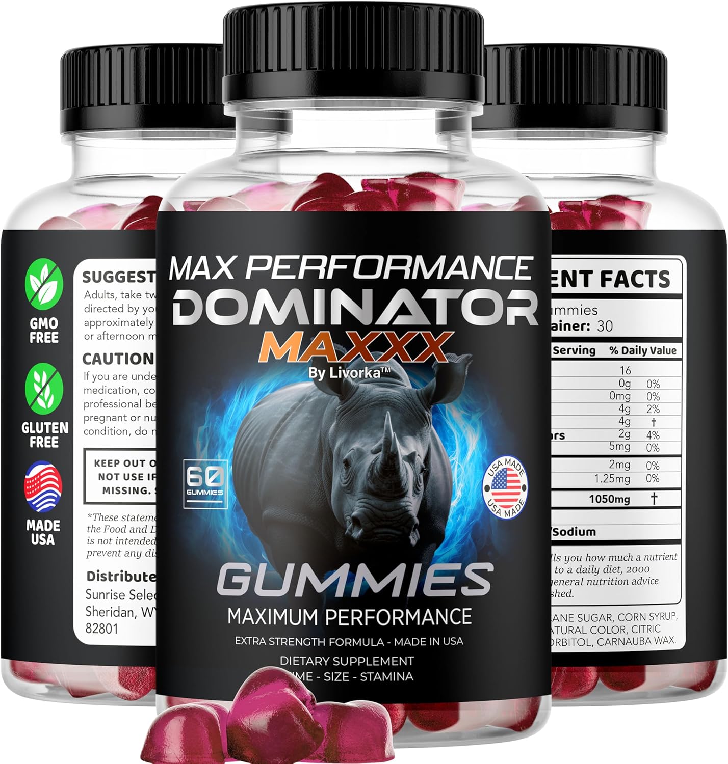 2 Pack Dominator Maxxx Gummies for Men - Advanced Formula, 120 Gummies for 2 Months