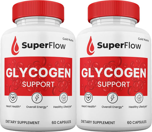 2-Pack Gold Nutra SuperFlow Blood Support Capsules - Natural Glycogen Pills for 2 Months