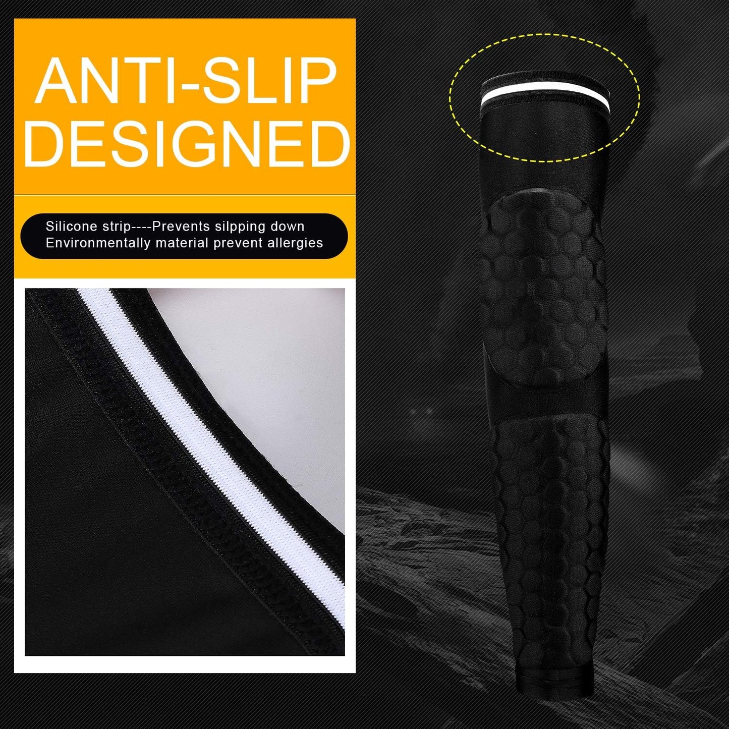 2 Pack GUOZI Arm Elbow Sleeves - Honeycomb Crashproof Pads for Sports - Youth Adult Football Basketball Volleyball
