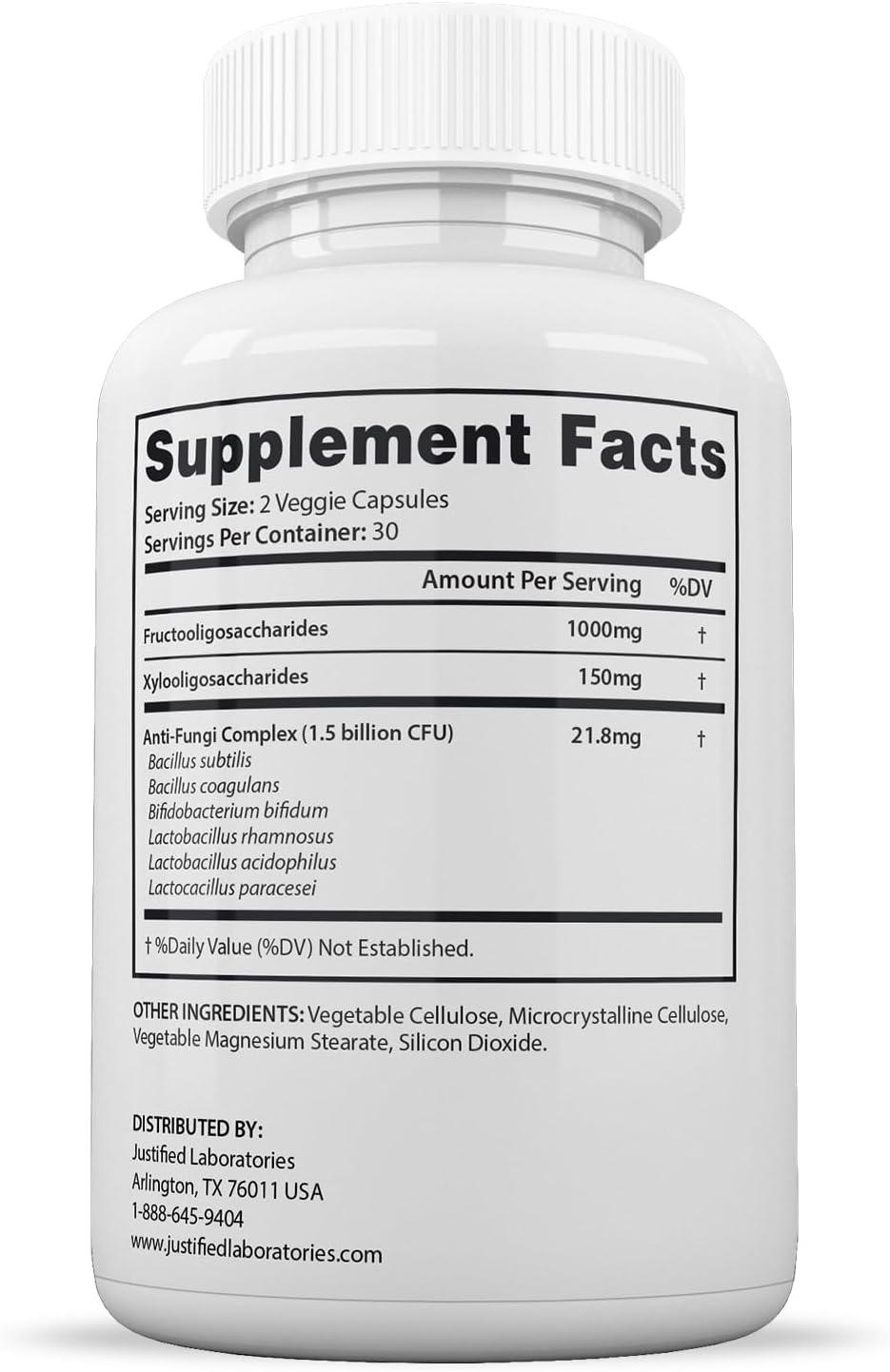 2 Pack Justified Laboratories Fungus Clear Probiotic Pills - 1.5 Billion CFU, 120 Capsules