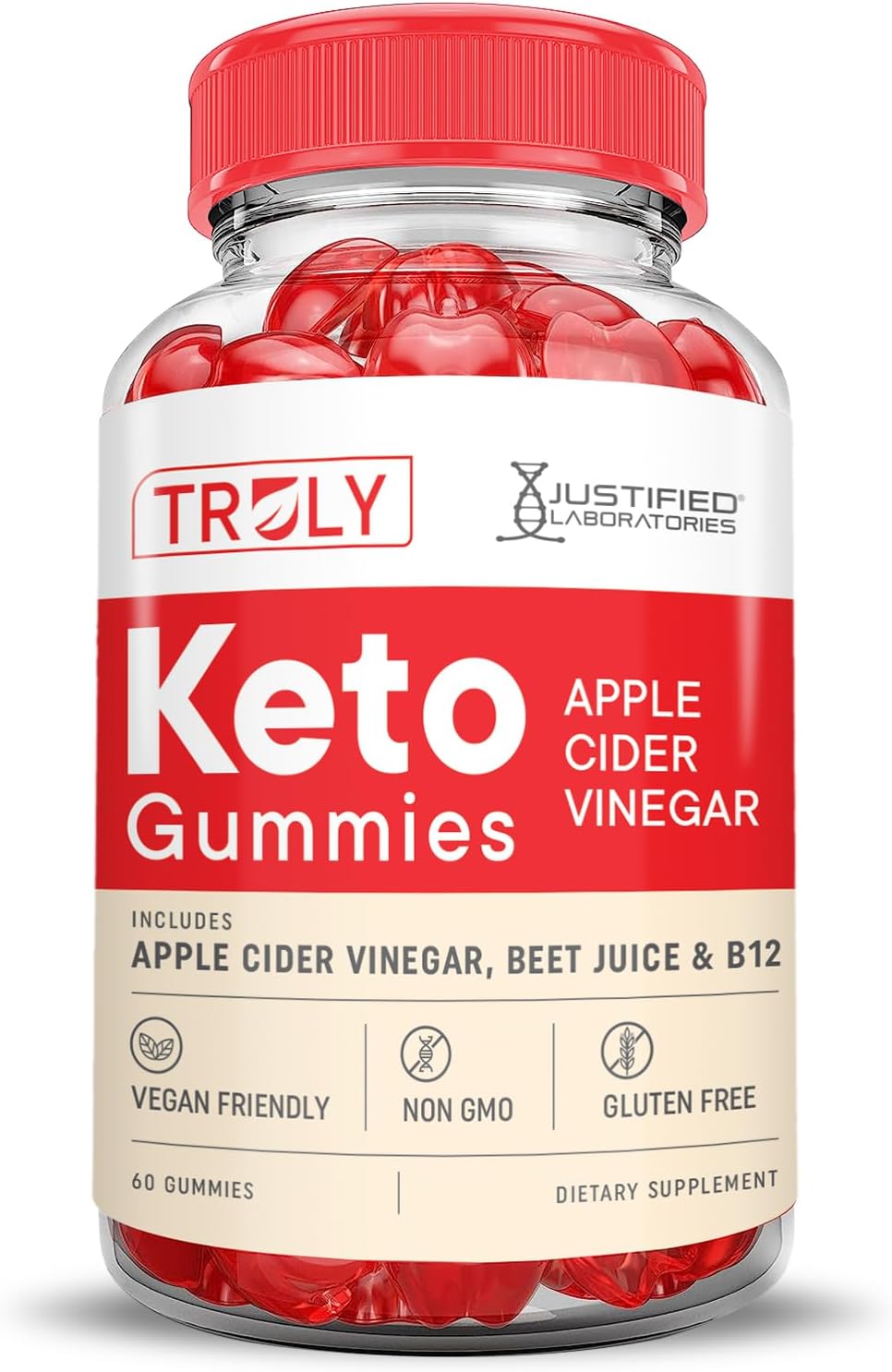 2-Pack Justified Laboratories Truly Keto ACV Gummies - 1000MG Advanced Formula with Pomegranate Beet Juice Powder - B12 Vegan Non-GMO - 120 Gummys