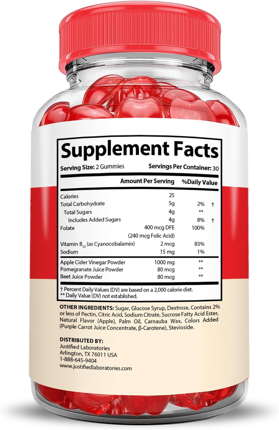 2-Pack Justified Laboratories Truly Keto ACV Gummies - 1000MG Advanced Formula with Pomegranate Beet Juice Powder - B12 Vegan Non-GMO - 120 Gummys
