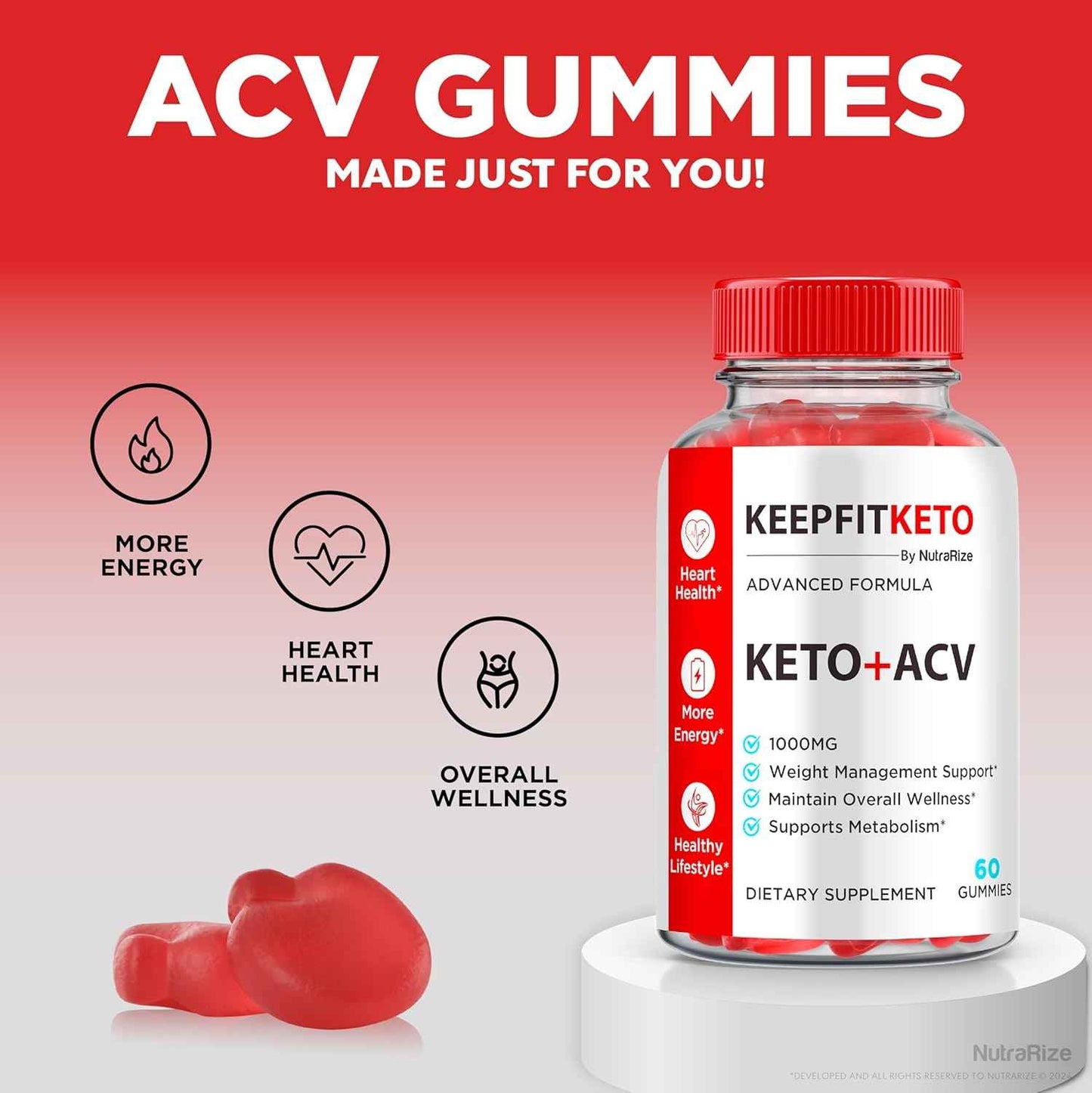 (2 Pack) Keep Fit Keto ACV Gummies, Official KeepFit Keto, Keto+ACV Slimming Formula Gummies, Keto Plus Apple Cider Vinegar Gummy, Keep Fit Keto Formula, KeepFit Keto Gomitas, ACV Keto Gum (120 Gummies)