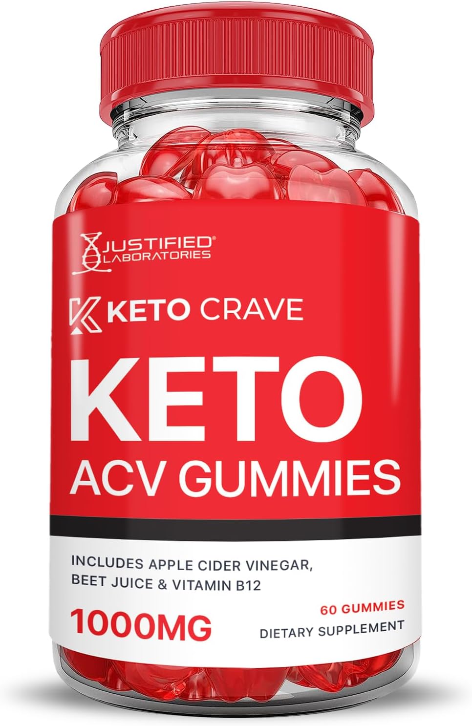 2 Pack Keto Crave Keto ACV Gummies with Pomegranate Beet Juice Powder - 1000mg Formula, B12, Vegan, Non GMO - 120 Gummies
