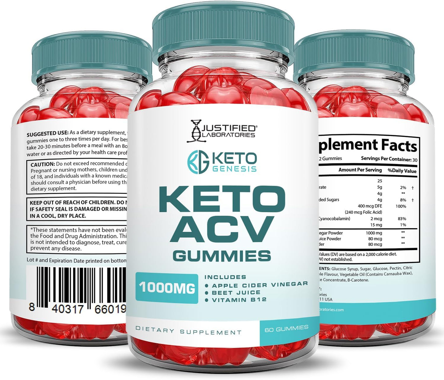 2 Pack Keto Genesis Keto ACV Gummies 1000MG - Apple Cider Vinegar with Pomegranate & Beet Juice - Vegan Non GMO - 120 Gummies