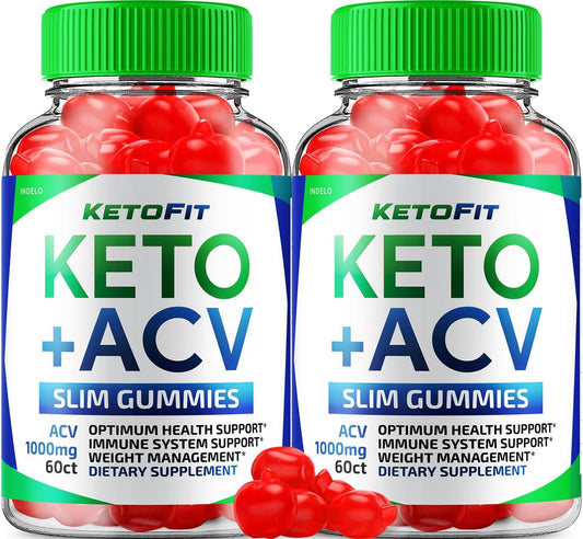 2 Pack Ketofit ACV Gummies - Advanced 1000mg Keto + ACV Weight Management Supplement with Apple Cider Vinegar, B12, B6 - 120 Gummies