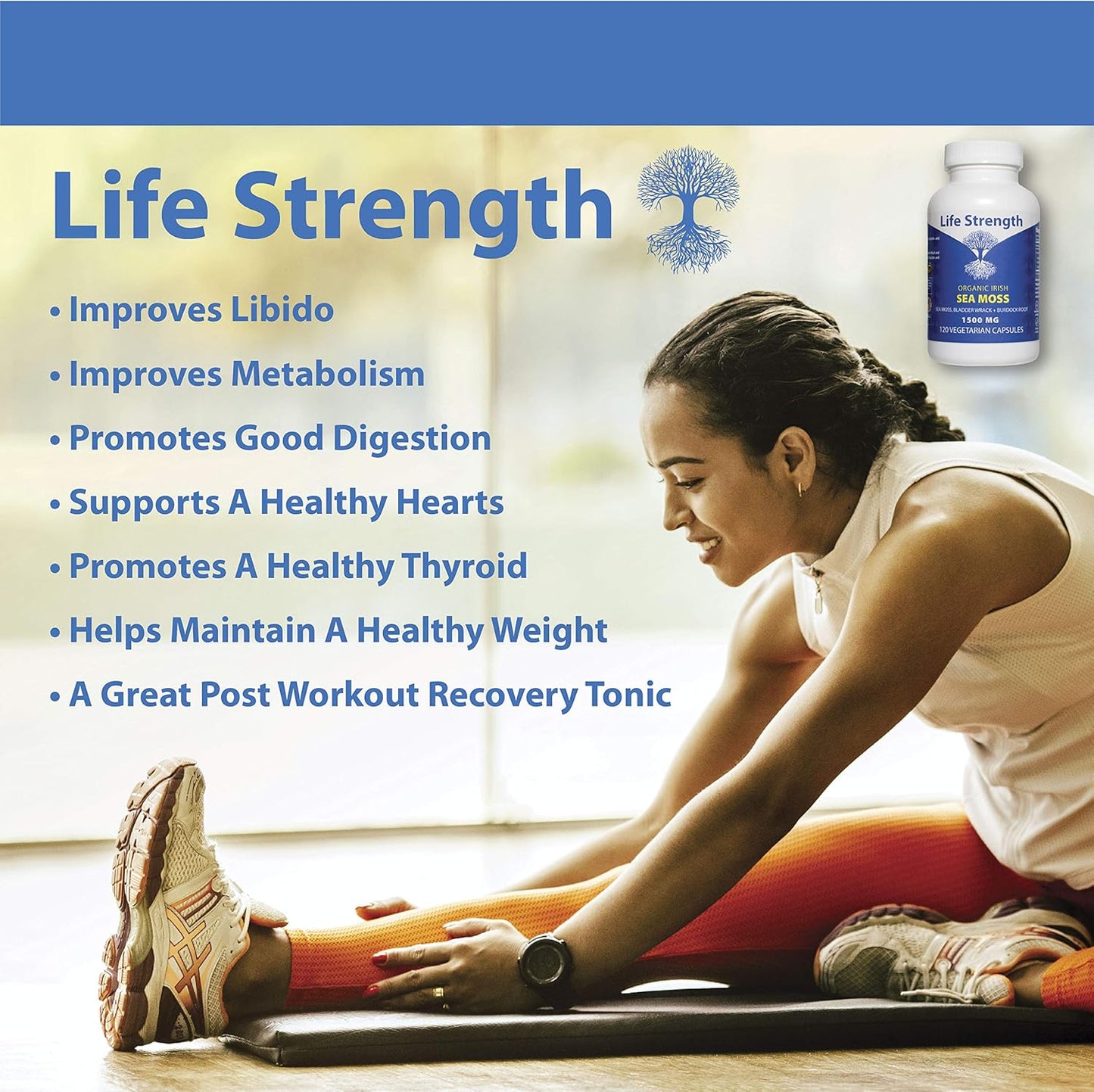 2-Pack LifeStrength Sea Moss Capsules - Wildcrafted Superfood Blend for Immune, Joint, Gut Health & Thyroid Support - 240 Vegetarian Capsules