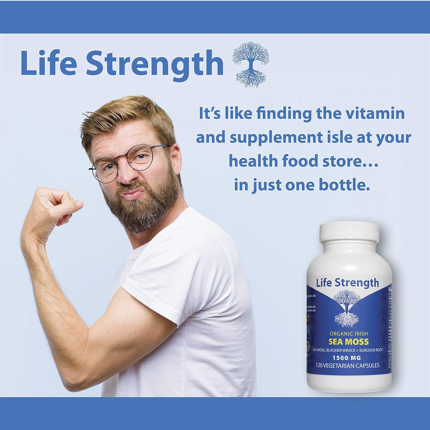 2-Pack LifeStrength Sea Moss Capsules - Wildcrafted Superfood Blend for Immune, Joint, Gut Health & Thyroid Support - 240 Vegetarian Capsules
