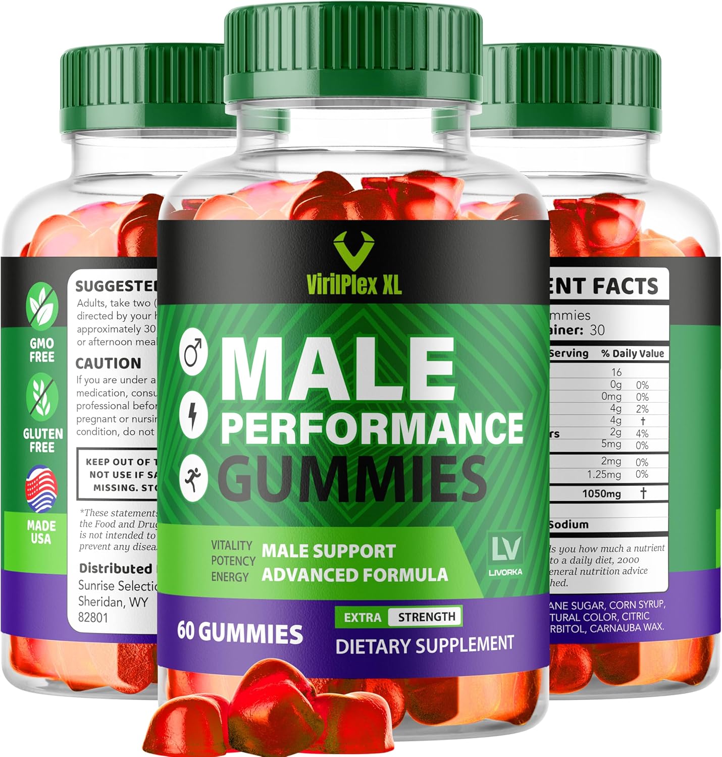 2-Pack LIVORKA VirilPlex XL Gummies - 120 Gummies for 60 Days