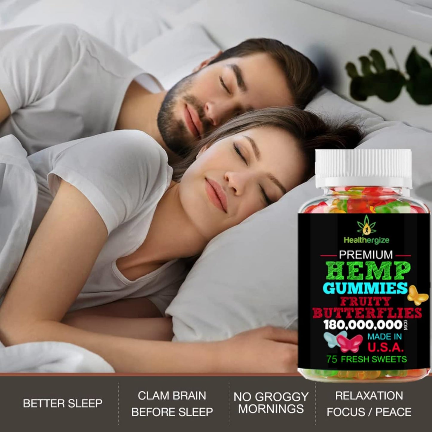 2-Pack metabolism booster Gummies for Sleep, Calm, and Relaxation - Fresh Butterflies and Delicious Peach Flavored - Natural metabolism booster Party with Anti-Inflammatory Benefits - Made in USA