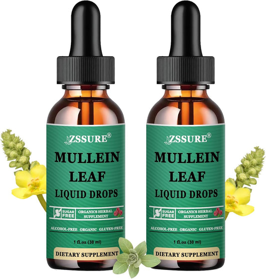 (2 Pack) Mullein Leaf Extract Drops for Lung Health - UK Made Mullein Tincture for Respiratory Support, Bronchial Cleanse - 5X Stronger Than Tea or Pills