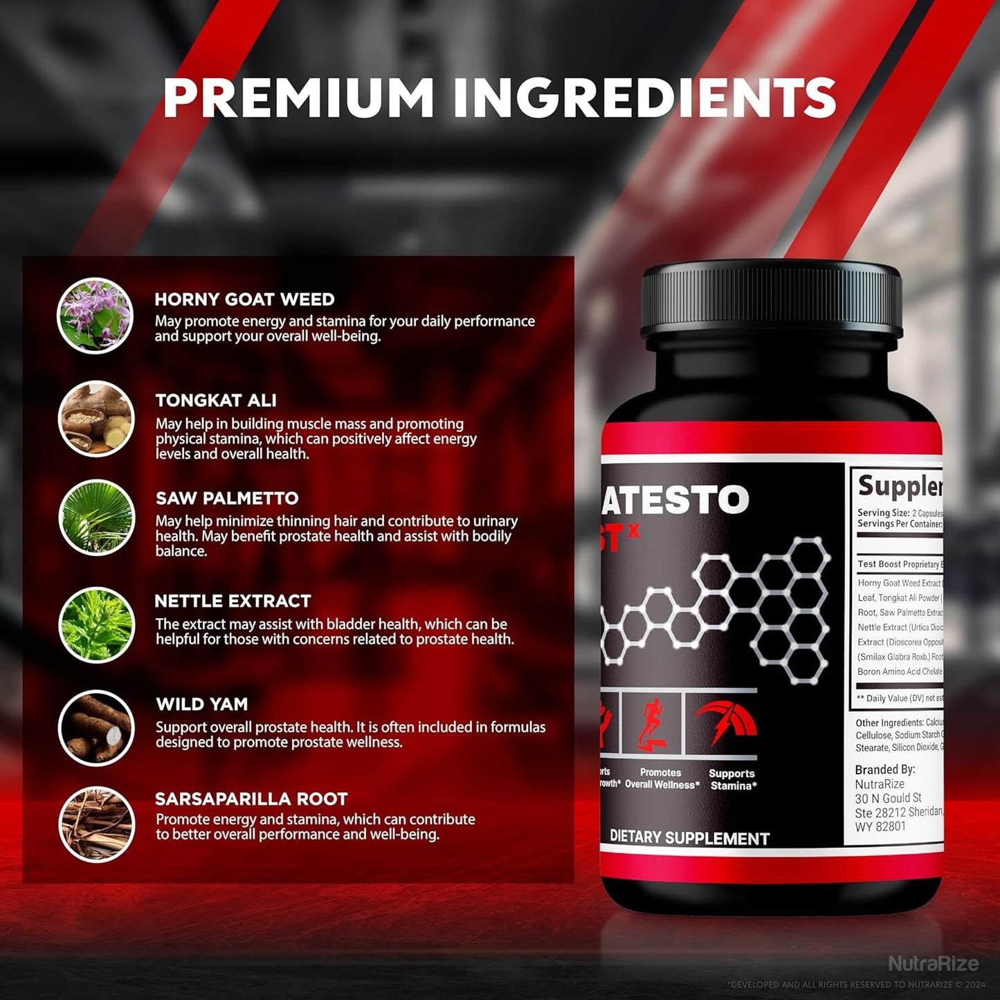 2 Pack NutraRize Alpha Testo Boost X Pills - Official All-Natural Formula for Muscle Health & Performance Support - 120 Capsules