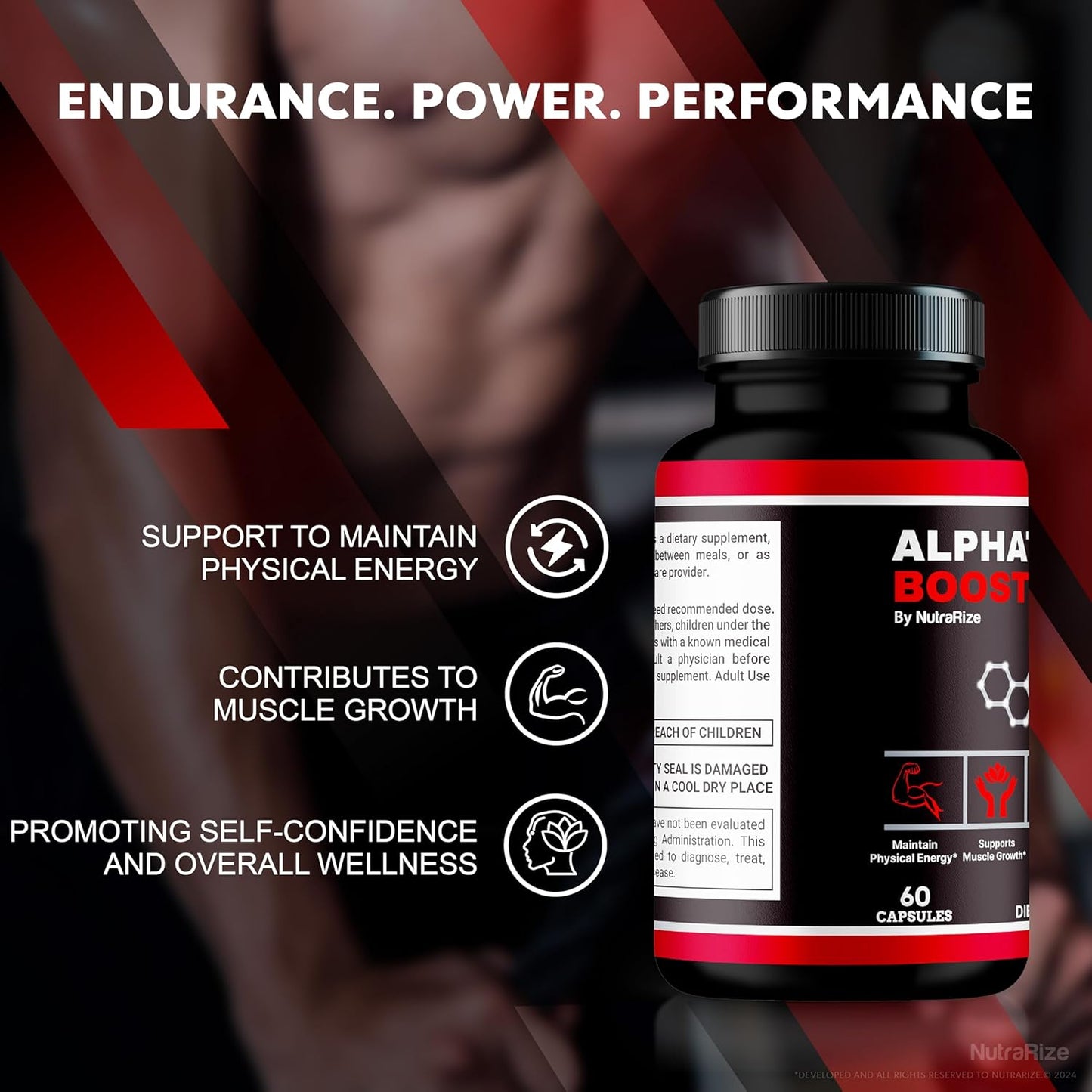 2 Pack NutraRize Alpha Testo Boost X Pills - Official All-Natural Formula for Muscle Health & Performance Support - 120 Capsules