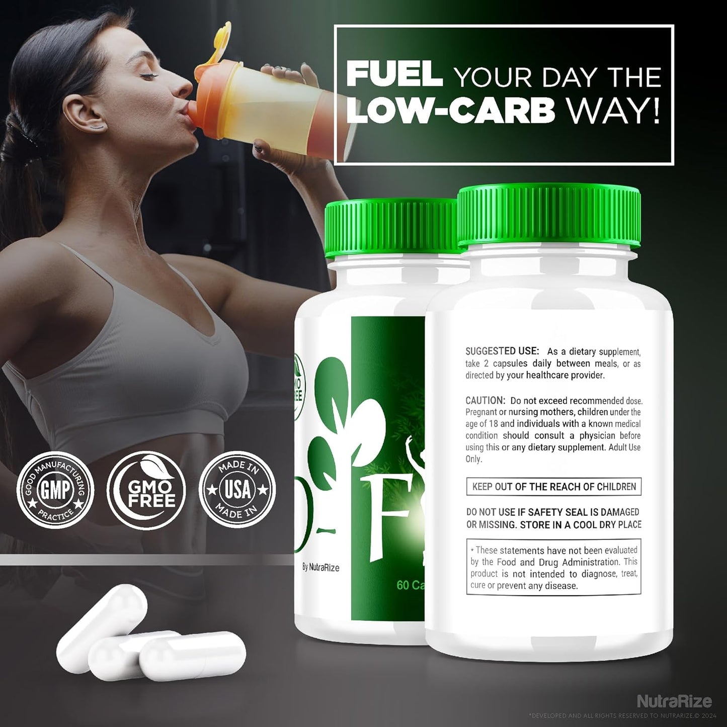 2 Pack NutraRize D-Fit Capsules - All Natural Keto Slimming Formula Supplement for Health & Fitness Goals - Premium DFit Detox Pills (120 Capsules)