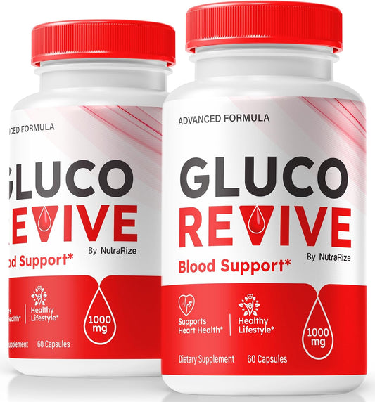 2 Pack NutraRize Gluco Revive Pills - Natural Support for Stable Blood Sugar Levels, Circulation, and Overall Health - 120 Capsules
