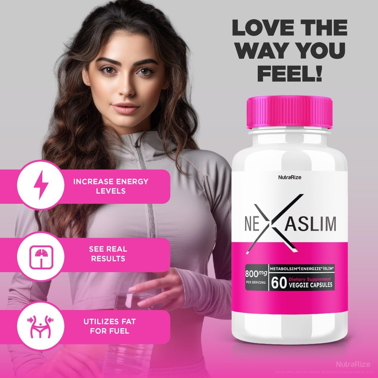 2 Pack NutraRize Nexaslim Capsules - Metabolism Booster for Advanced Slimming Formula - Target Belly Fat with Natural Ingredients - Nexa Slim Review (120 Capsules)