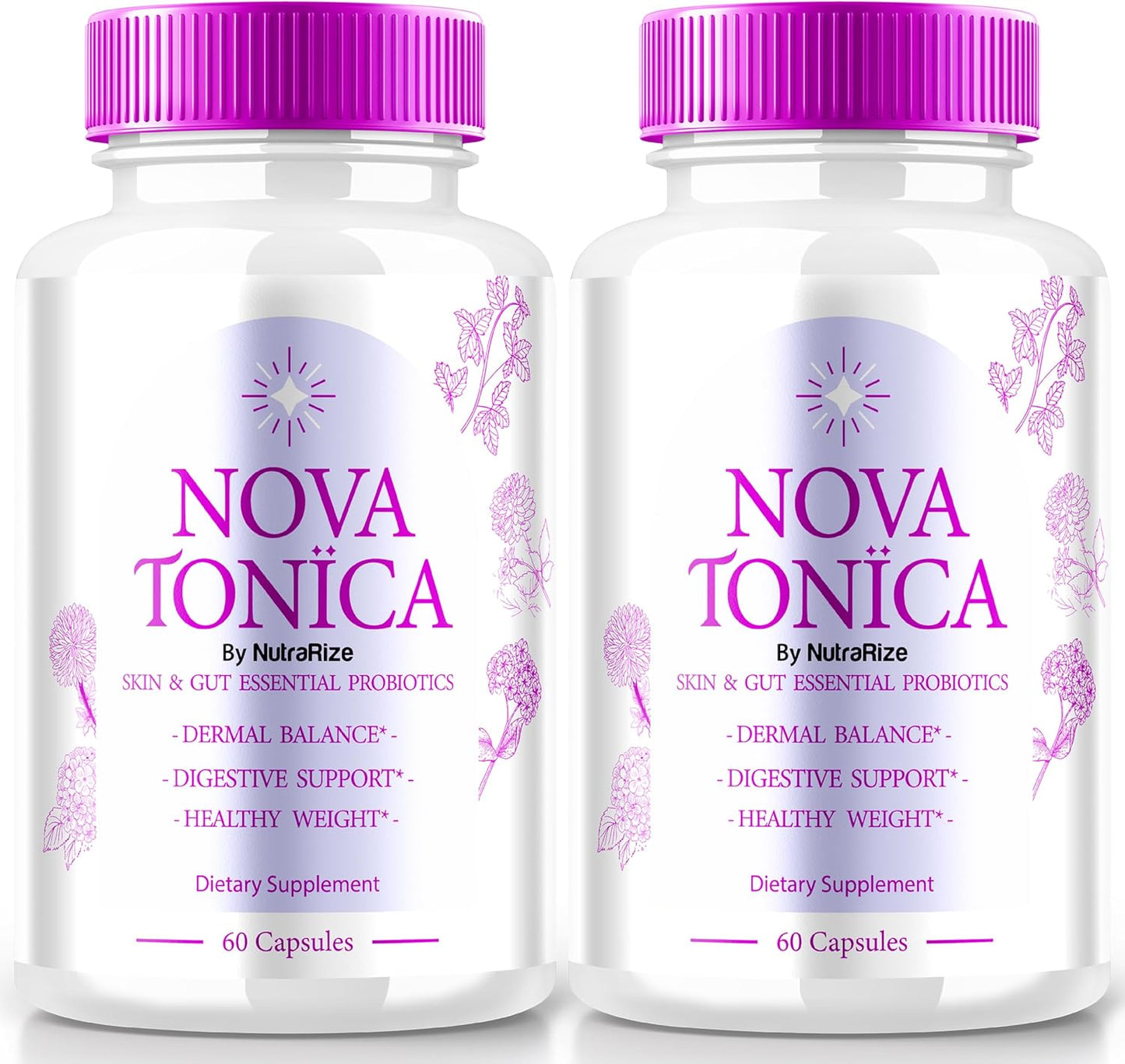 2 Pack NutraRize NovaTonica Capsules for Naturally Healthy Glowing Skin - Extra Strong Skin Enhancing Vitamin Supplement - 120 Capsules