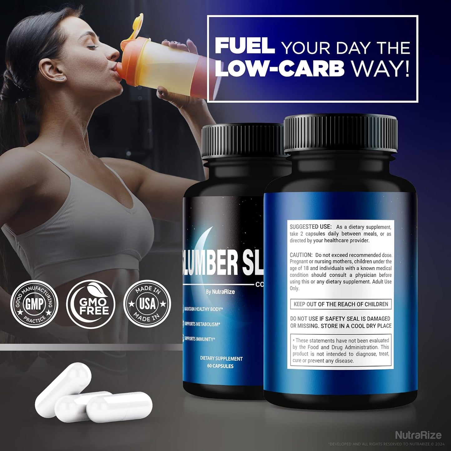 2 Pack NutraRize Slumber Slim Slimming Formula Pills - Official SlumberSlim Complex Formula for Fitness & Wellness - Premium All Natural Keto Capsules with Great Reviews (120 Capsules)