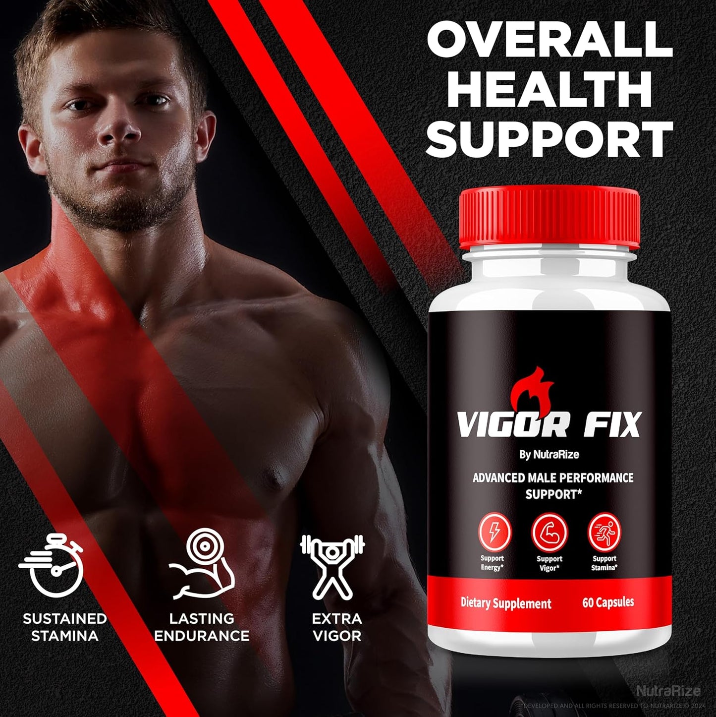 2 Pack NutraRize Vigor Fix Male Supplement - Daily Nutrition Capsules for Confidence, Energy, and Overall Health - 120 Capsules