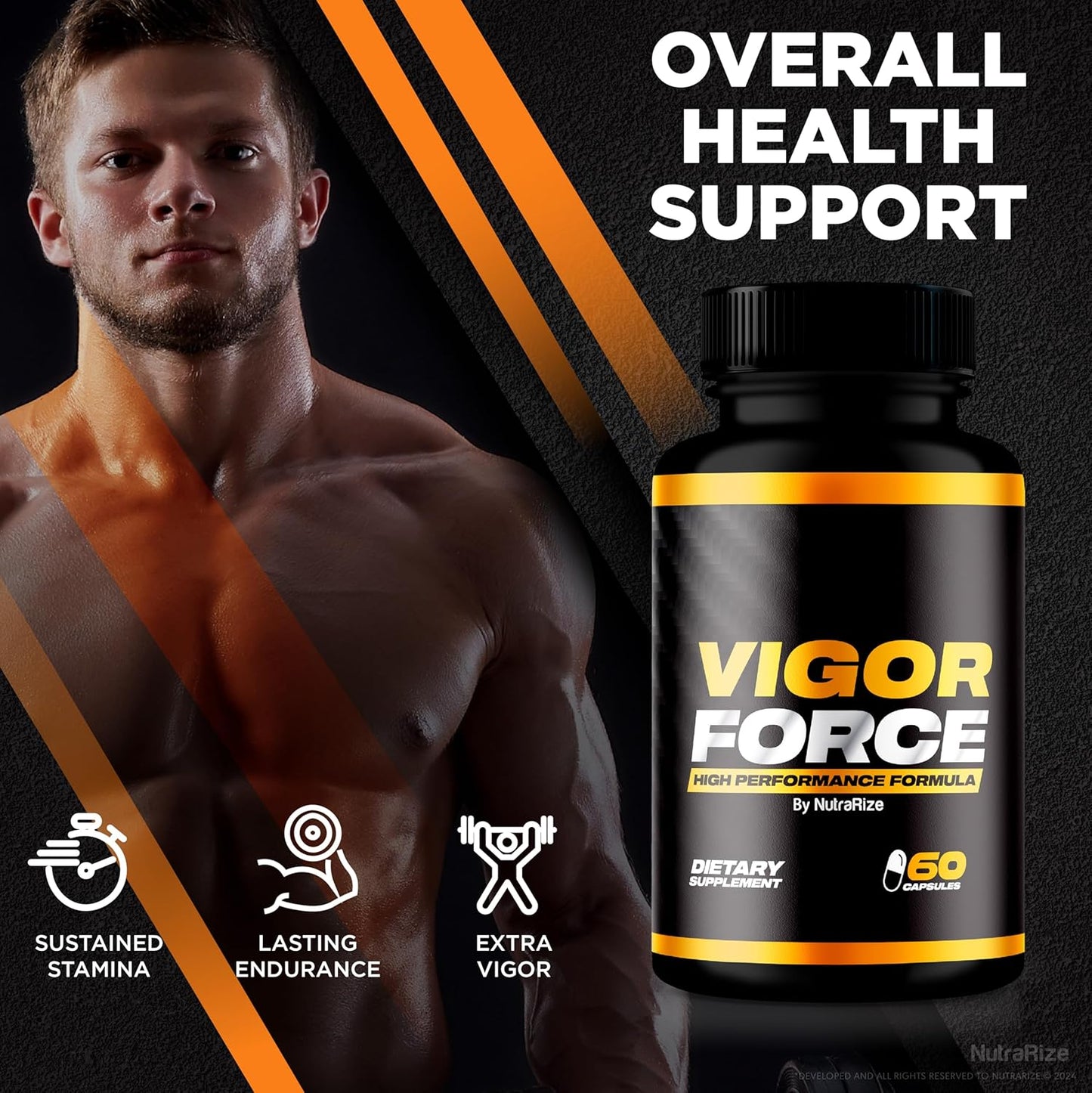 2 Pack NutraRize Vigor Force for Men Capsules - High Performance Male Dietary Supplement for Overall Health and Wellness - 120 Capsules