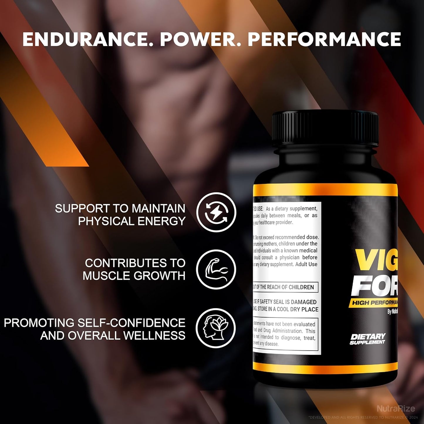 2 Pack NutraRize Vigor Force for Men Capsules - High Performance Male Dietary Supplement for Overall Health and Wellness - 120 Capsules