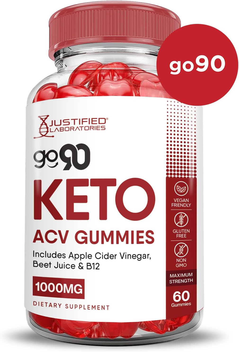 2 Pack of Go 90 Keto ACV Gummies with Advanced Formula - 1000MG - Pomegranate Beet Juice Powder - B12 - Vegan - Non GMO - 120 Gummys