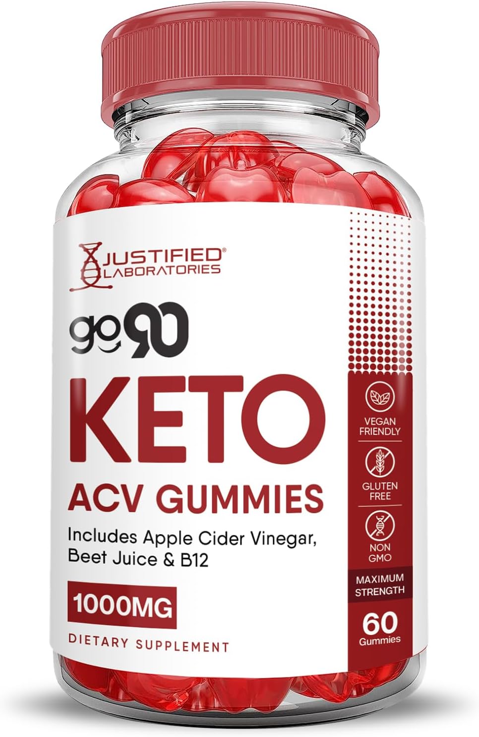 2 Pack of Go 90 Keto ACV Gummies with Advanced Formula - 1000MG - Pomegranate Beet Juice Powder - B12 - Vegan - Non GMO - 120 Gummys