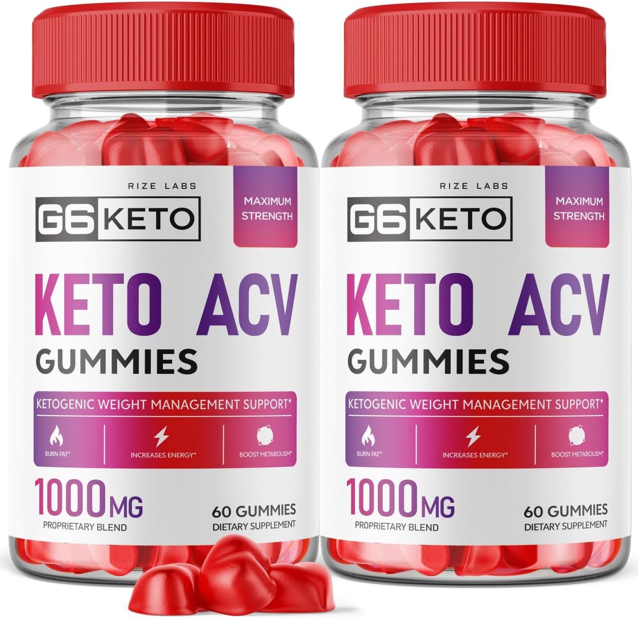 2 Pack of Rize Labs G6 Keto and ACV Gummies for Slimming Formula with Maximum Strength - 120 Gummies - G6Keto Gomitas Belly Fat Supplement