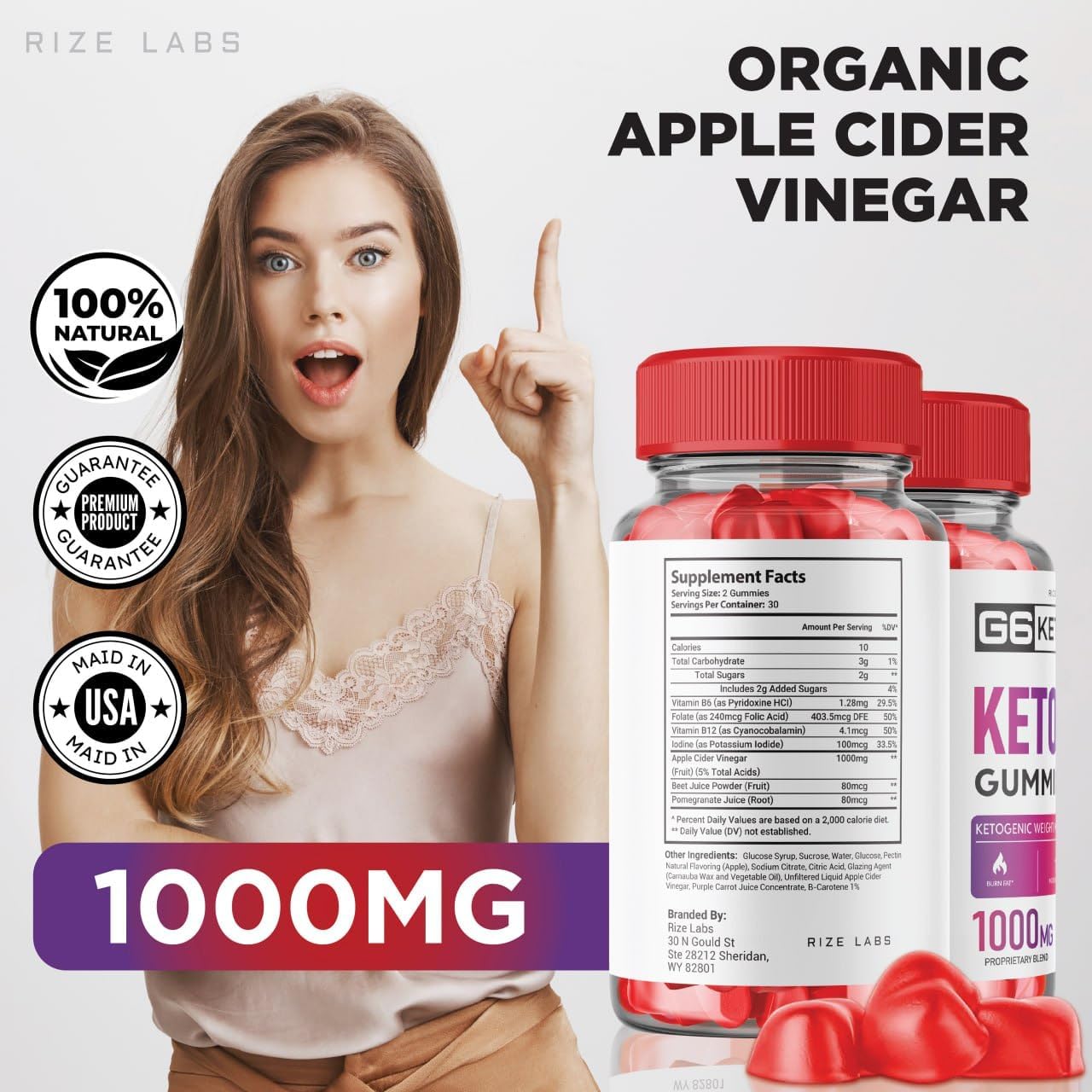 2 Pack of Rize Labs G6 Keto and ACV Gummies for Slimming Formula with Maximum Strength - 120 Gummies - G6Keto Gomitas Belly Fat Supplement