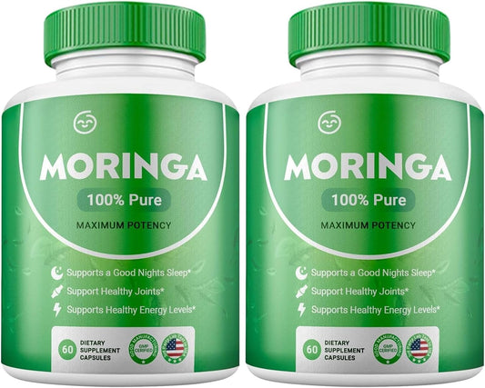 2-Pack of ZXNZX Moringa Powder Capsules - Rich in Nutrients, Antioxidants, and Essential Vitamins - Boosts Energy, Skin, and Gut Health - Natural Superfood Supplement