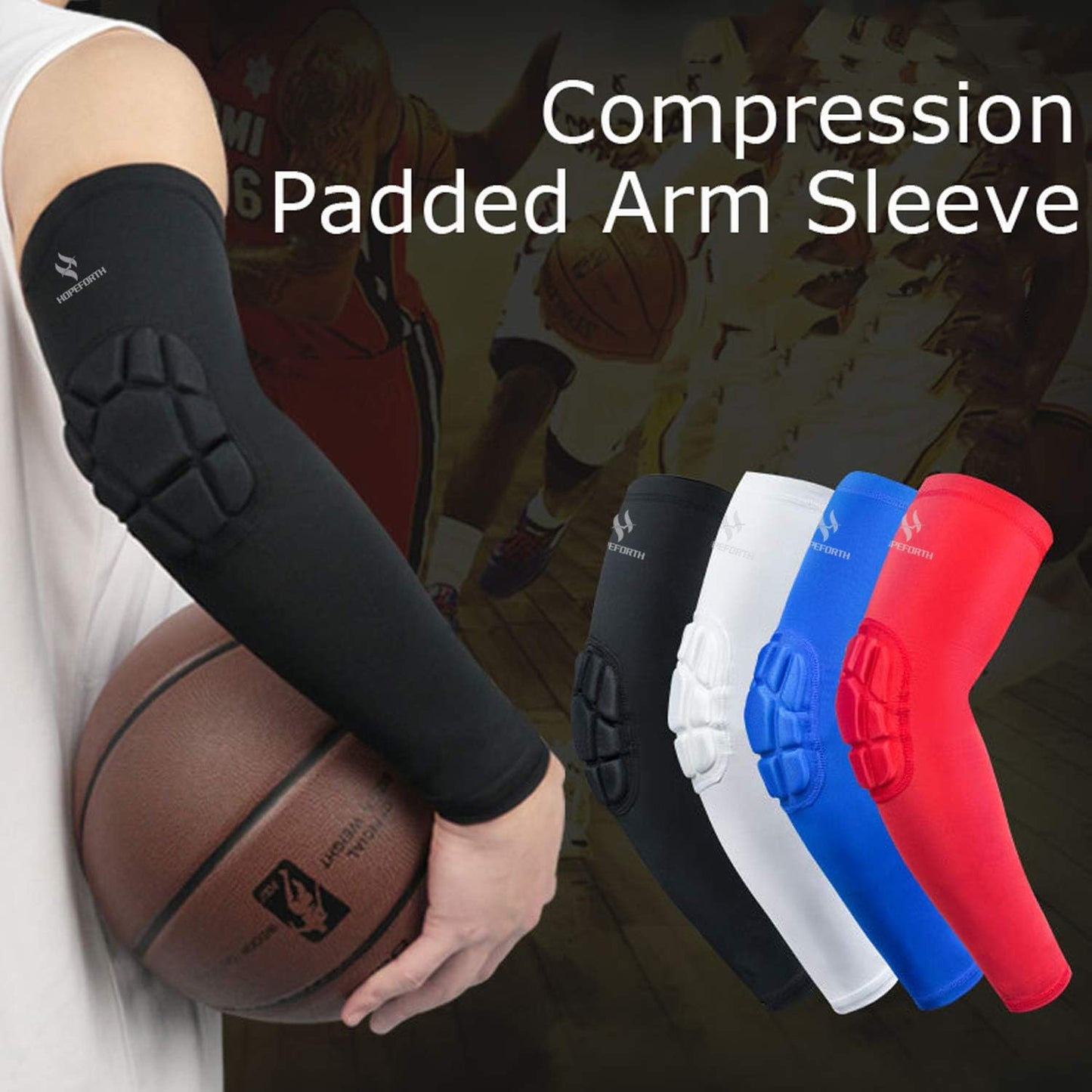 2 Pack Padded Elbow Sleeves for Compression Arm Support by HOPEFORTH