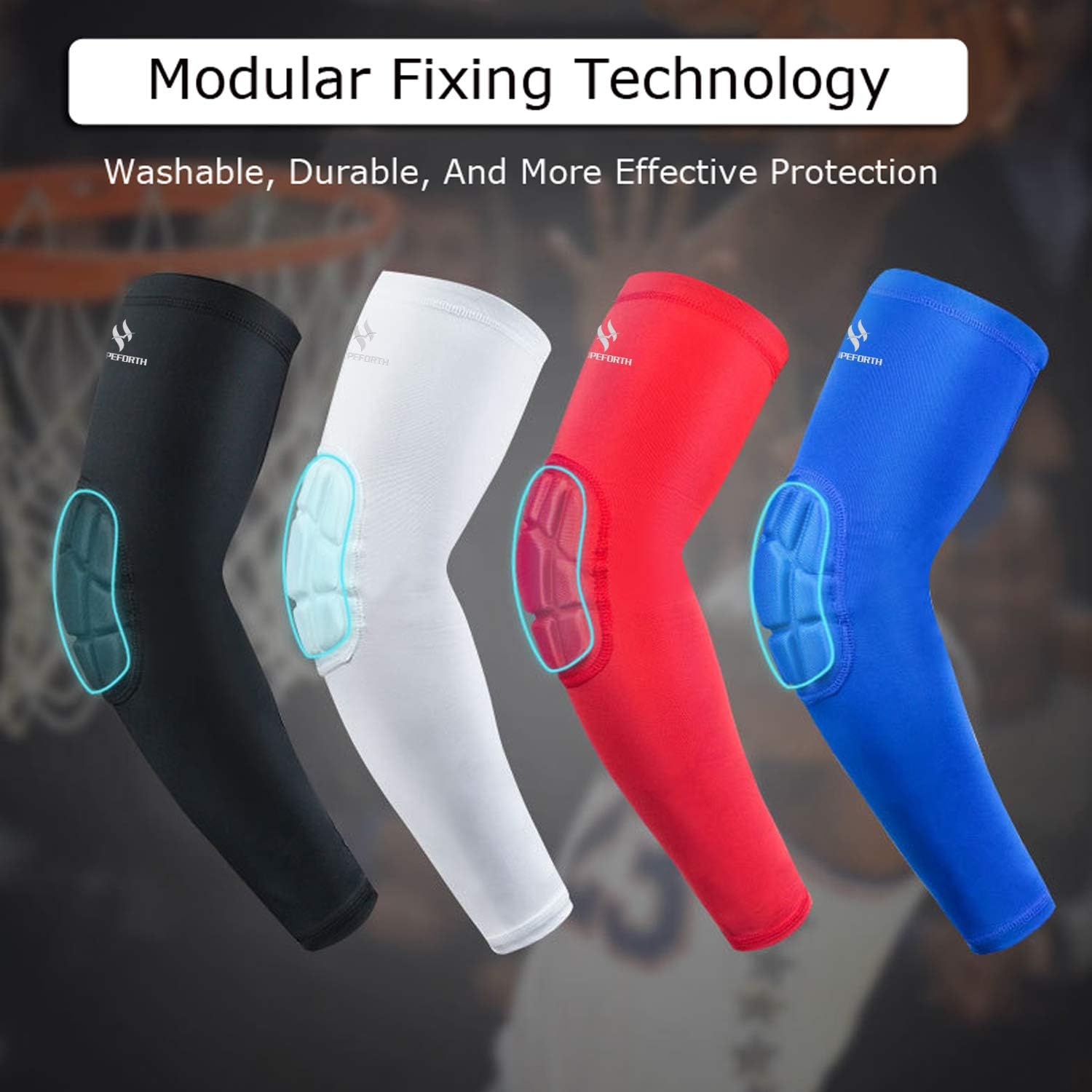 2 Pack Padded Elbow Sleeves for Compression Arm Support by HOPEFORTH