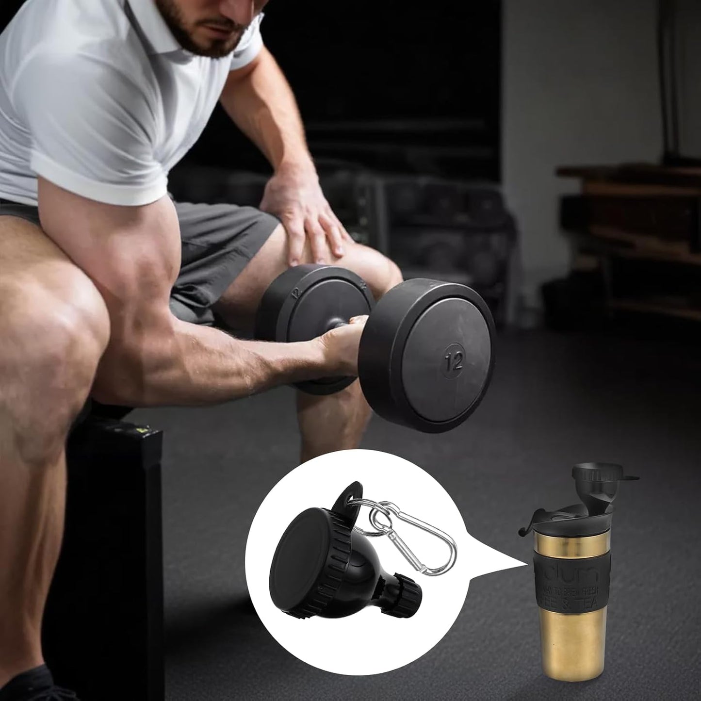 2 Pack Portable Protein Powder Funnel Travel Container Set with Keychain - Black Color, Ideal for Mixing Powder in Water Bottles on the Go