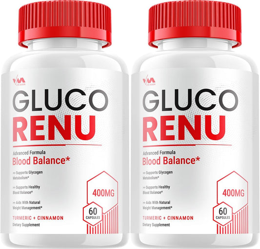 2 Pack Vitamoon Gluco Renu Supplement Capsules - Advanced Maximum Strength Formula with Positive Reviews, 120 Count
