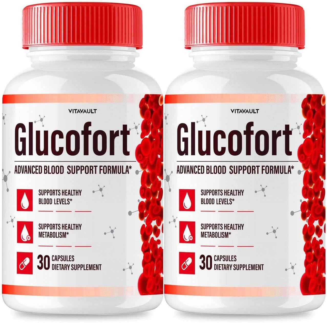 2 Pack Vitavault Glucofort Capsules: Advanced Blood Support Formula for Overall Health