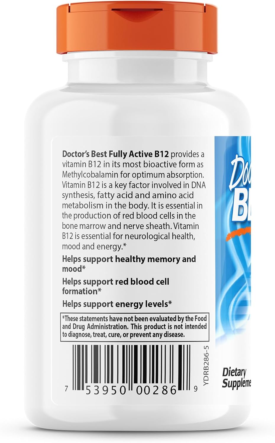2 Packs of Doctor's BEST Fully Active B12 1500 mcg - Non-GMO, Vegan, Gluten Free - Supports Memory, Mood, Circulation - 60 Count