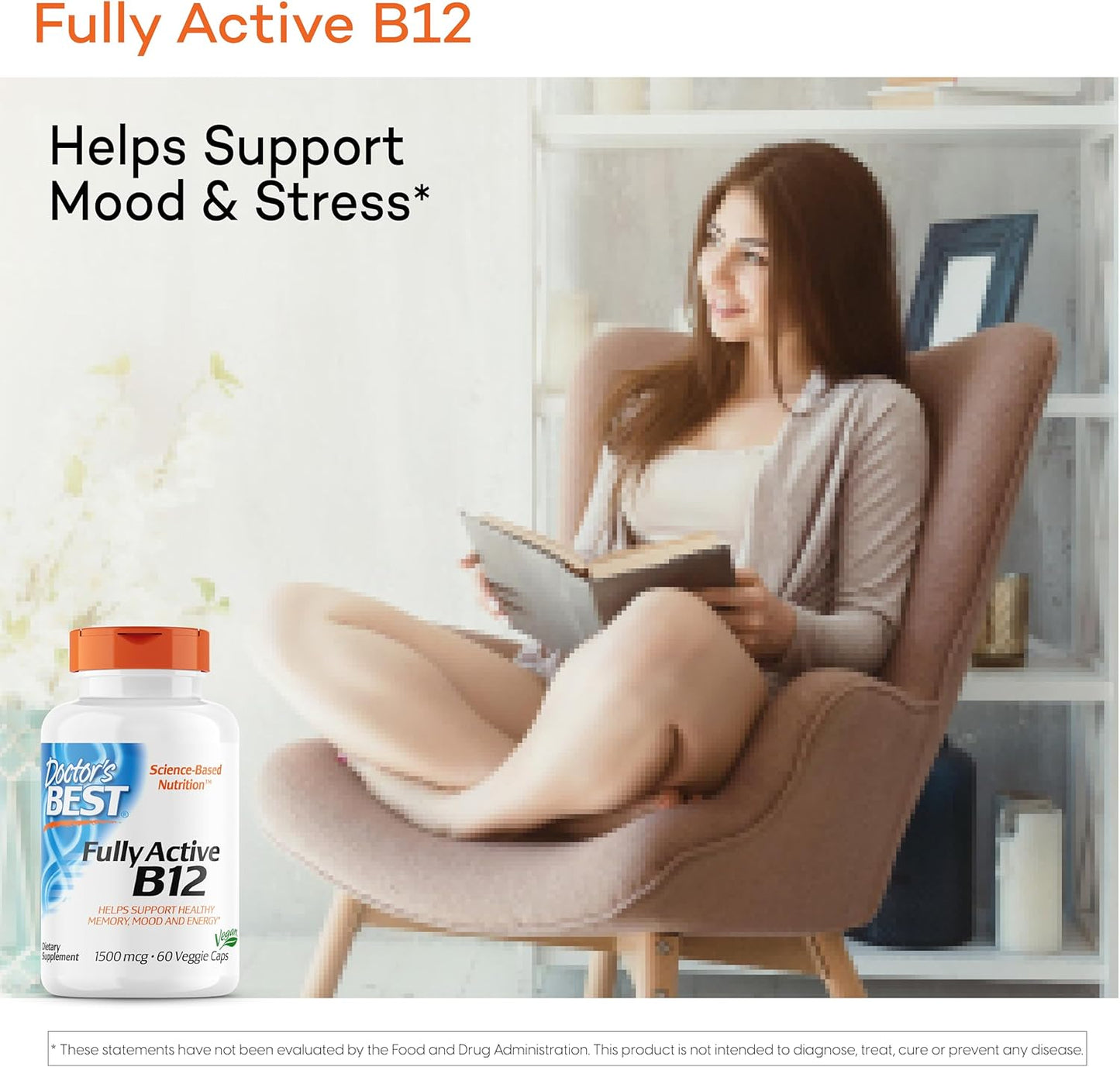 2 Packs of Doctor's BEST Fully Active B12 1500 mcg - Non-GMO, Vegan, Gluten Free - Supports Memory, Mood, Circulation - 60 Count
