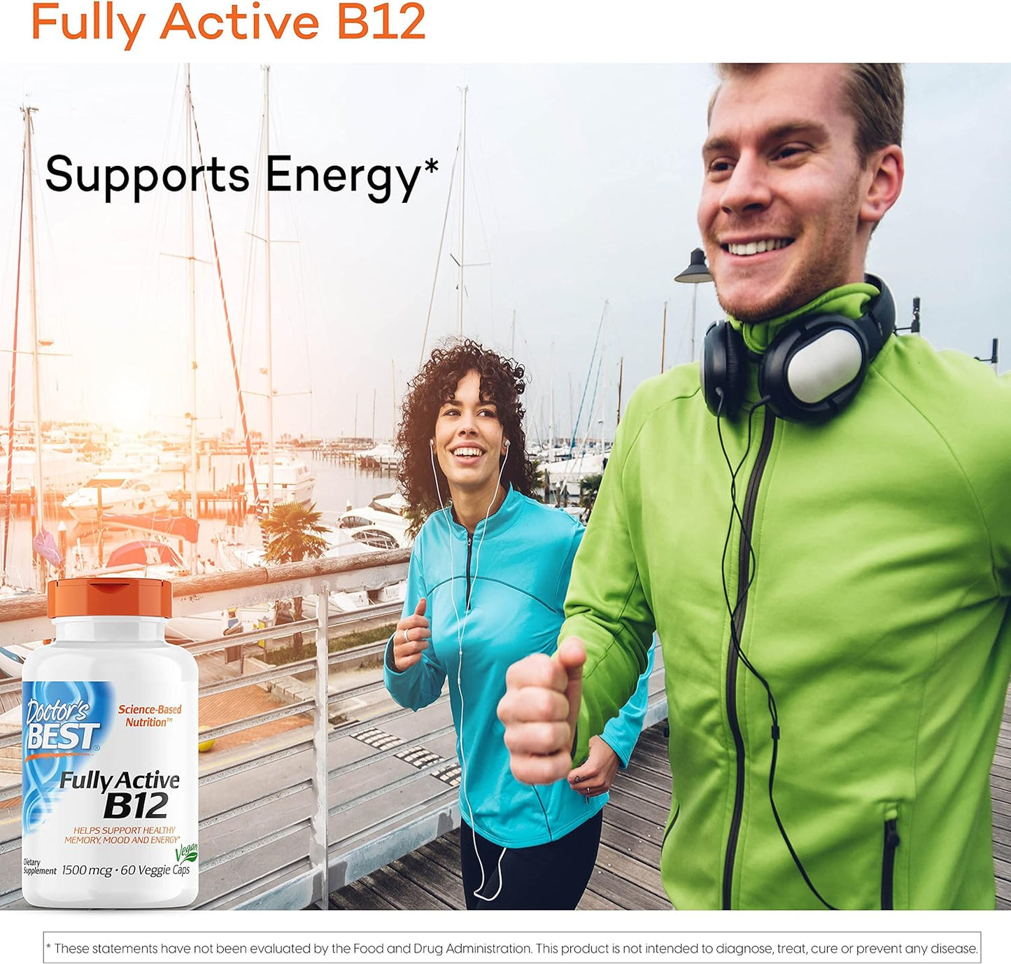 2 Packs of Doctor's BEST Fully Active B12 1500 mcg - Non-GMO, Vegan, Gluten Free - Supports Memory, Mood, Circulation - 60 Count