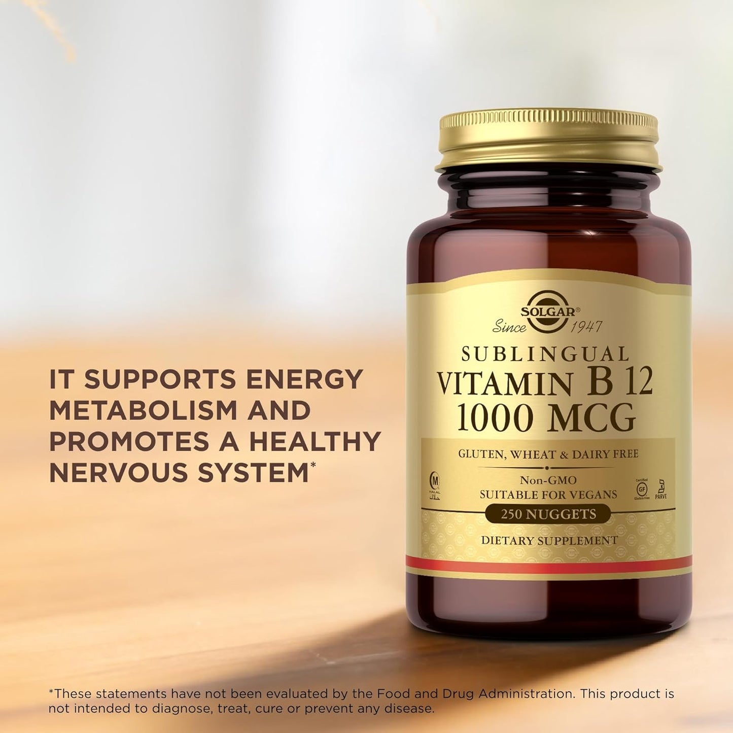 2 Packs of SOLGAR Sublingual Vitamin B12 1000 mcg - 500 Servings - Non-GMO, Vegan, Gluten Free, Dairy Free, Kosher, Halal