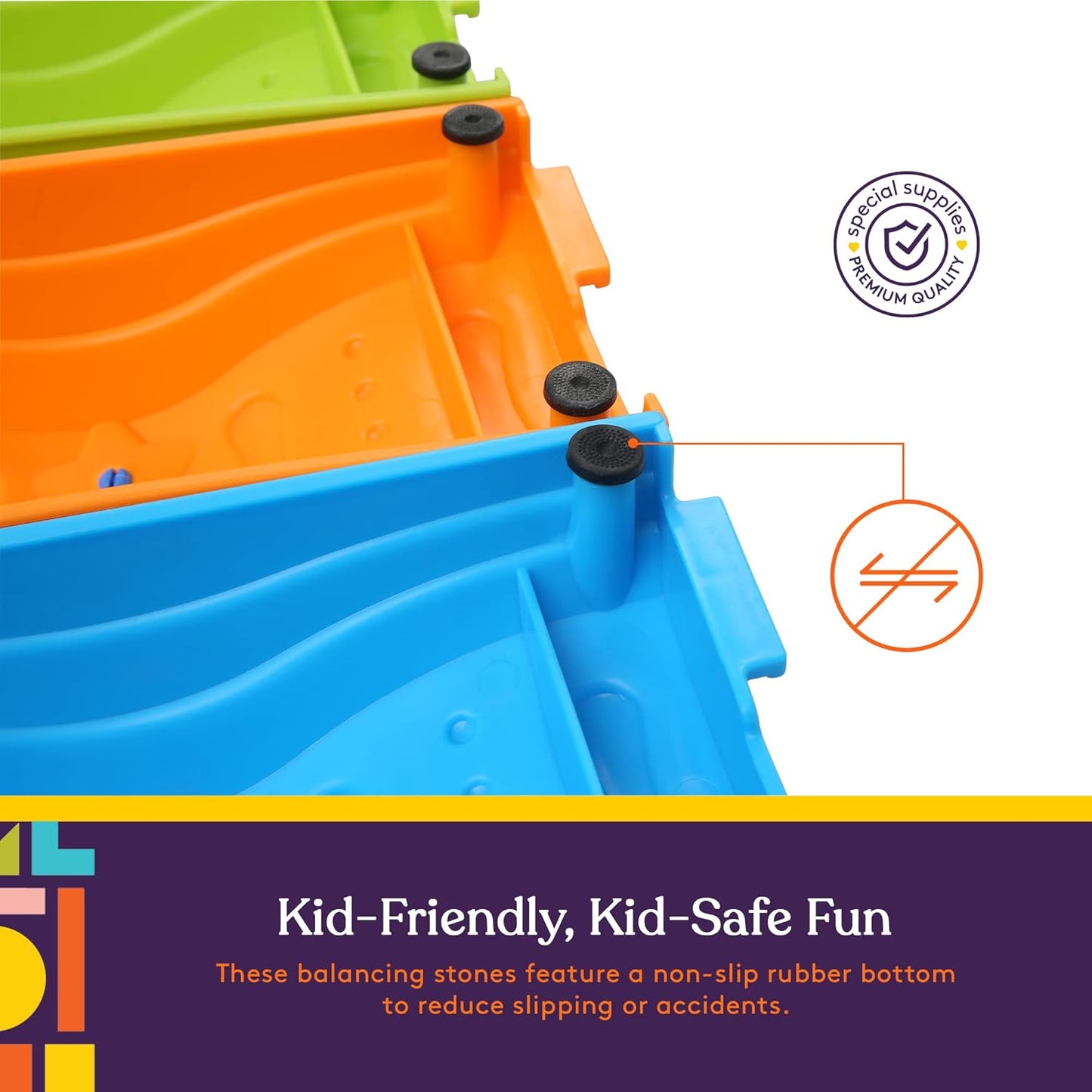 20 Piece Kids Stepping Stones Set for Indoor and Outdoor Balance Activities - Promotes Coordination, Strength, and Balance with Child Safe Rubber Bottoms