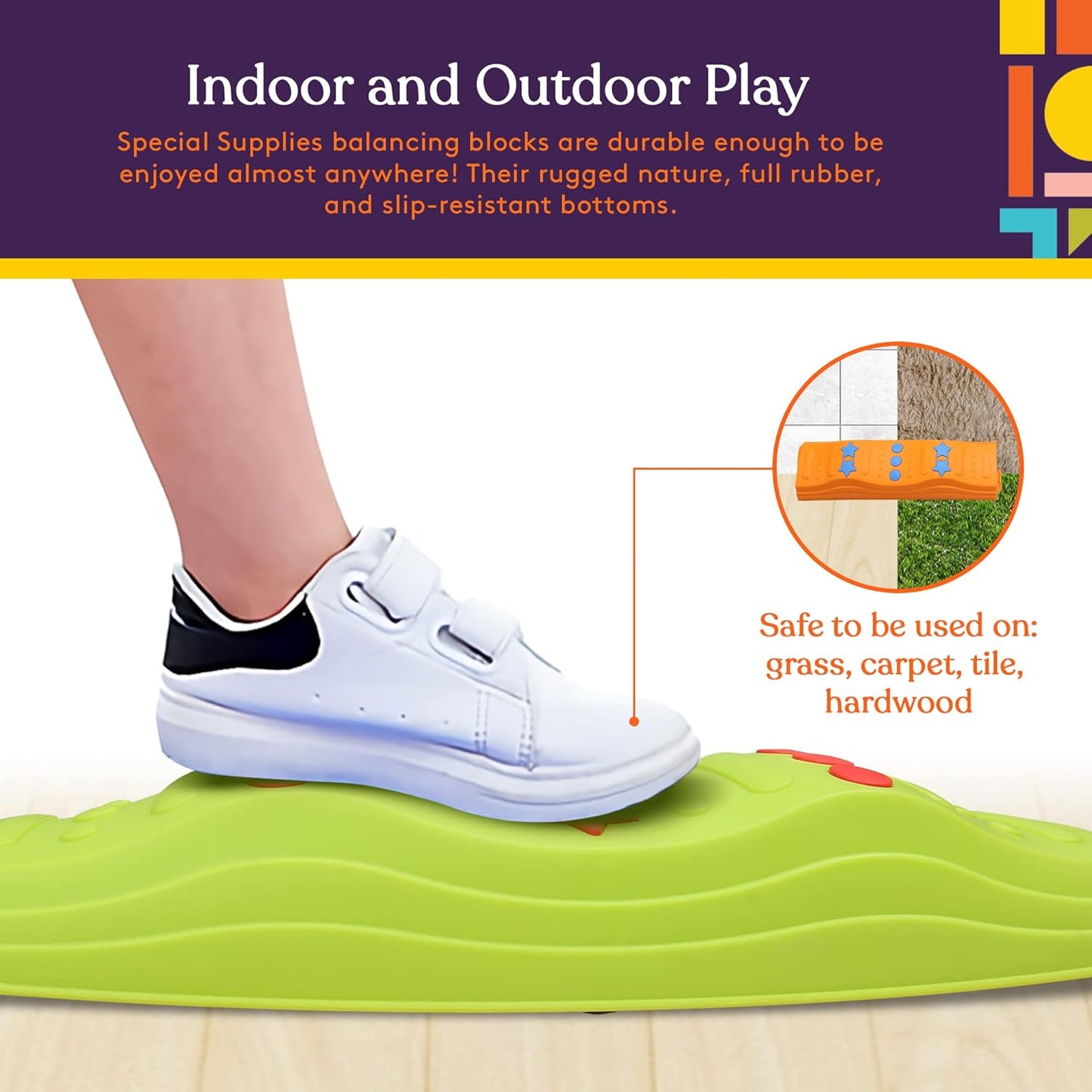 20 Piece Kids Stepping Stones Set for Indoor and Outdoor Balance Activities - Promotes Coordination, Strength, and Balance with Child Safe Rubber Bottoms
