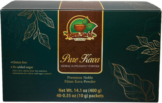 2022 Fijian Noble Instant Kava Powder - Premium Authentic Quality - 10% Kavalactones - 40 Packets - 14.1 oz Box