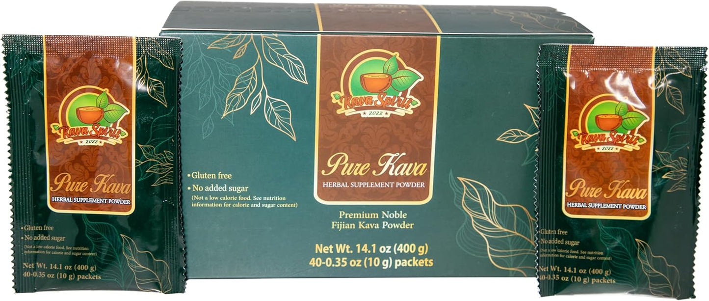 2022 Fijian Noble Instant Kava Powder - Premium Authentic Quality - 10% Kavalactones - 40 Packets - 14.1 oz Box