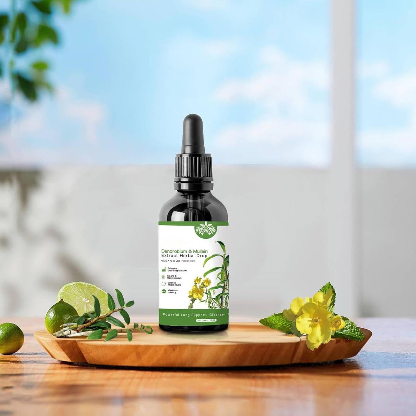 2024 SGJHEQ Dendrobium & Mullein Extract Herbal Drops for Lung Support - 30ml, 1Oz Box - Herbal Care Essence