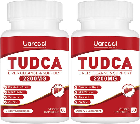 2200MG TUDCA Supplement for Liver Support, Detox & Digestive Health - 120 Softgels, Non-GMO & Gluten Free, with OX Bile & Digestive Enzymes