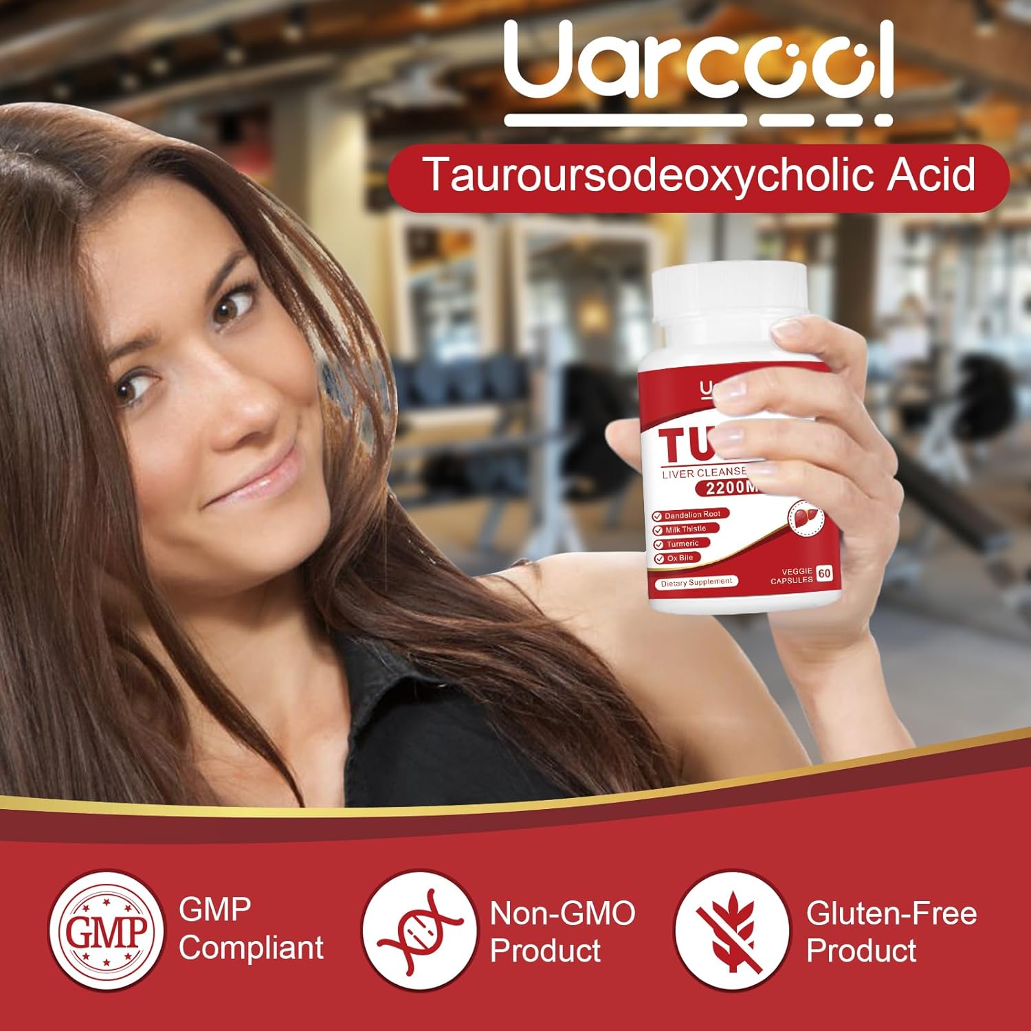 2200MG Uarcool TUDCA Liver Support Supplement with OX Bile & Digestive Enzymes - Non-GMO, Gluten Free - 180 Softgels